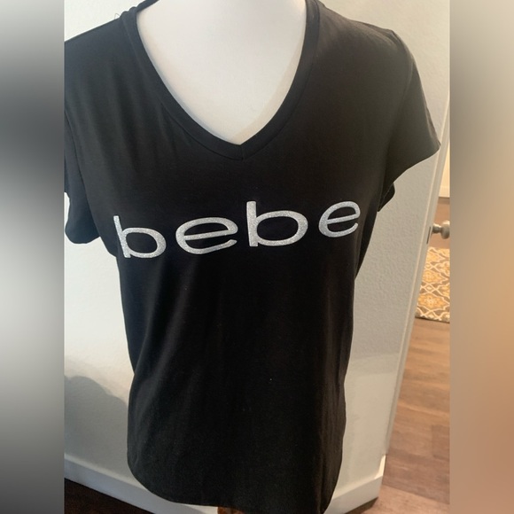 Bebe Sport Black Tee with White Branding - Picture 1 of 3